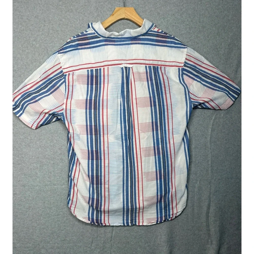 Tommy‎ Bahama Mens Short Sleeve Button Up Shirt Multi Color Stripe Plaid Size M